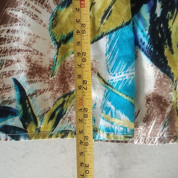 Rachel Adams 100% cotton midi skirt full pleated lined blue green pattern 8 - Picture 9 of 12